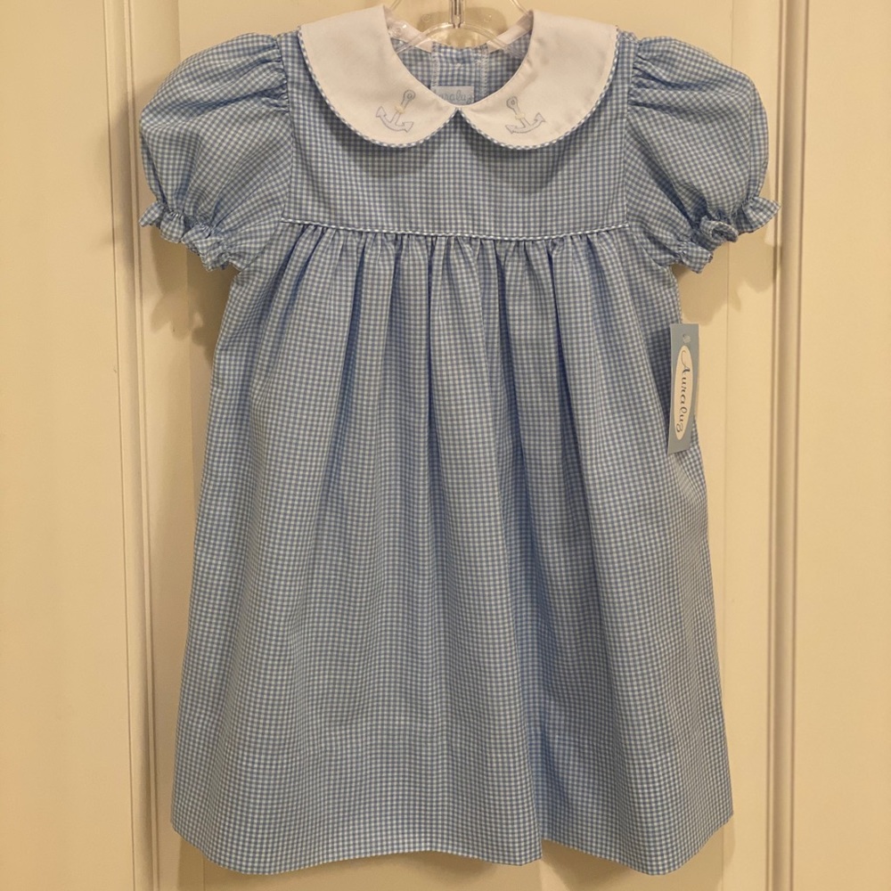 Auraluz Blue Anchor Dress, size 12 months, NWT